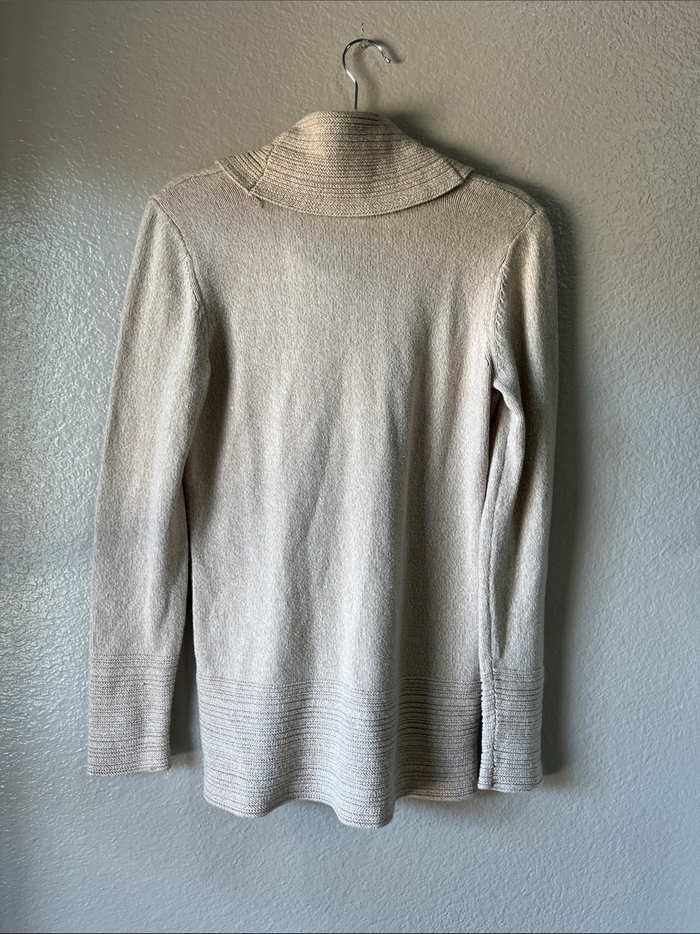Calvin Klein Cream Cowl Neck Sweater Sz L Comfy Office Casual Bohemian knit - Picture 8 of 9